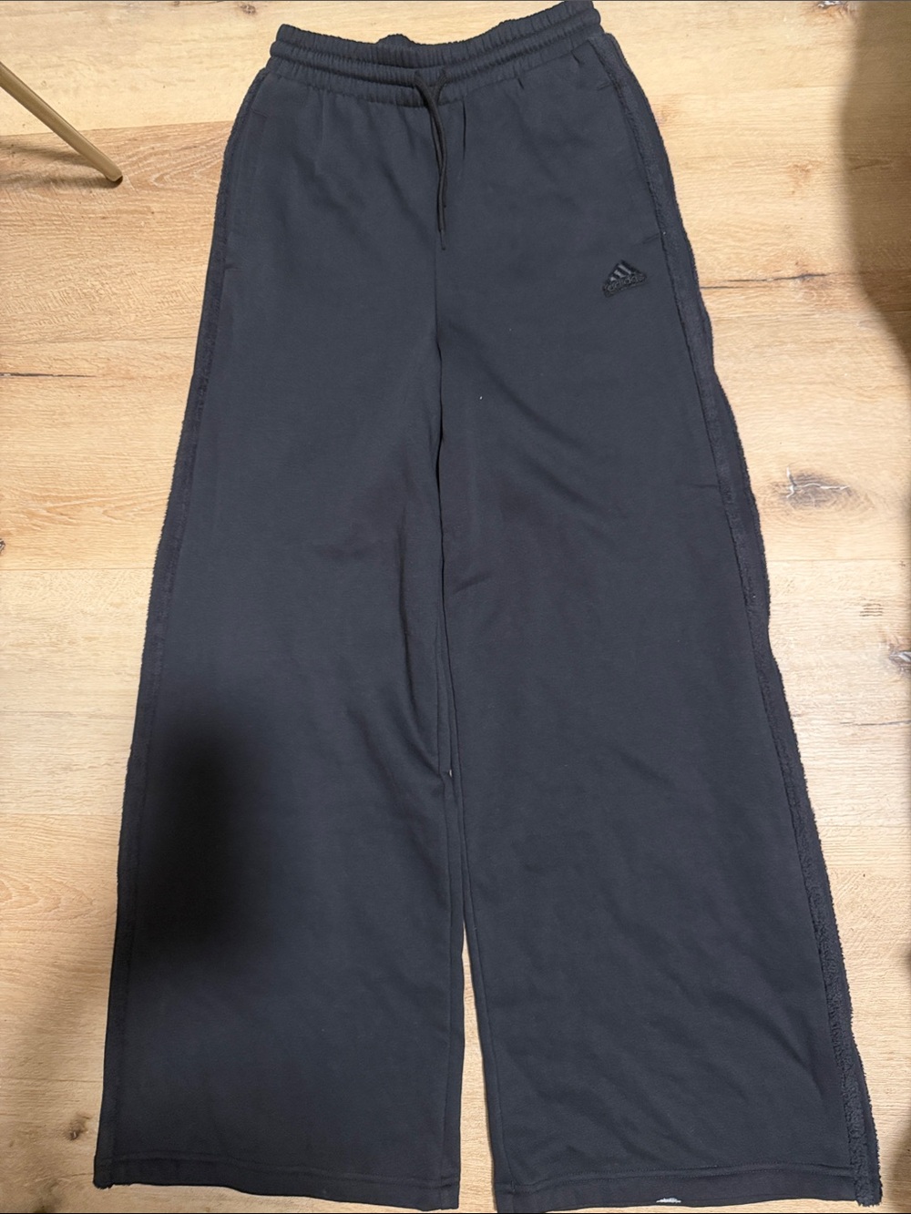 adidas Black Wide-Leg Womens Sweatpants with Drawstring
